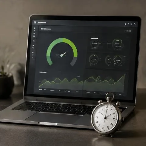 Performance measurement laptop beside a stopwatch