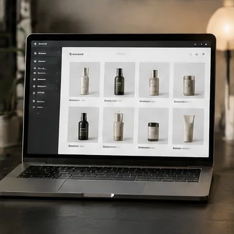 Product catalog feed on an ecommerce laptop
